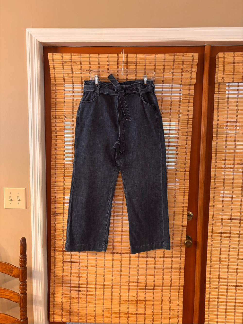 J. Crew Black Relaxed High-Rise Paperbag Jeans with Tie